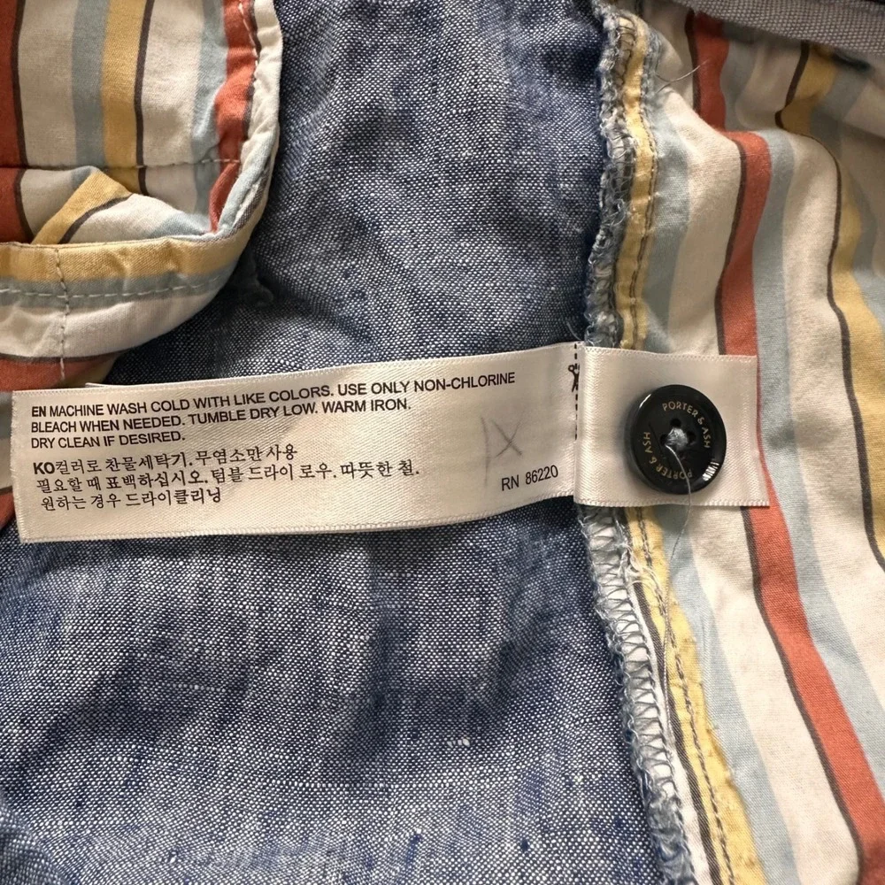 Men's Blue Linen-Blend Casual Trousers